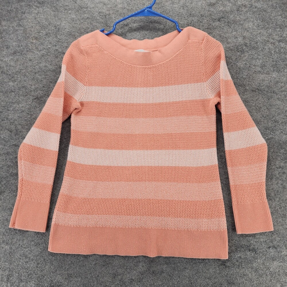 Market Spruce Sweater Womens Small Petite Peach Striped